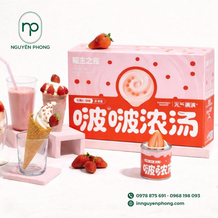 In hộp giấy đựng dâu tây bắt mắt